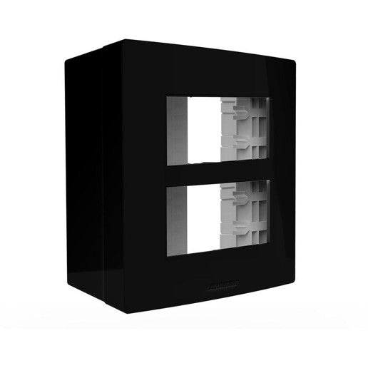 INOVA PRO CLASS CAIXA + PLACA C/ SUPORTE 02 MÓDULOS BLACK PIANO