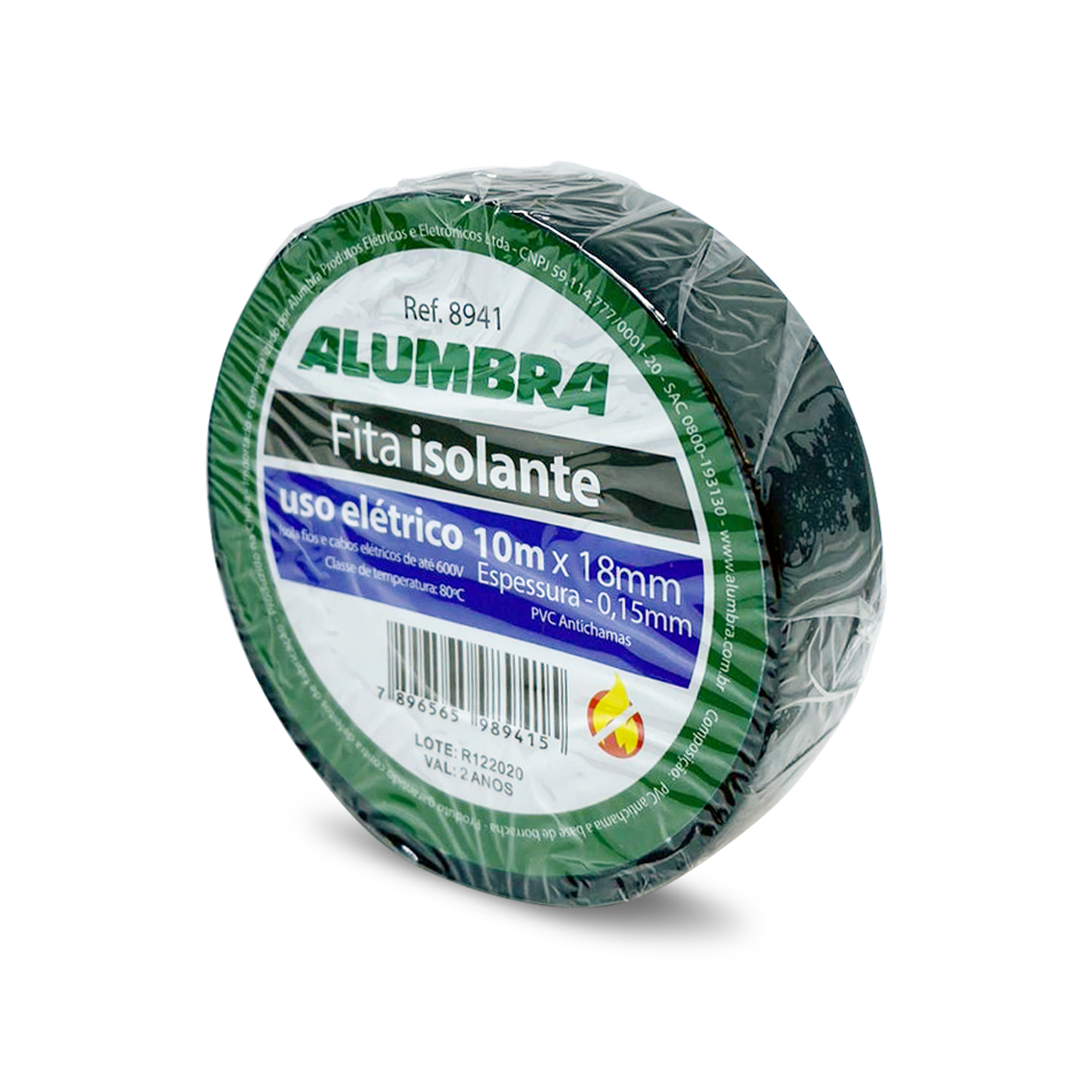 ALUMBRA FITA ISOLANTE ANTI CHAMA 19mm x 0,15mm - 10 metros ELÉTRICO PCT C/ 10 UNID.