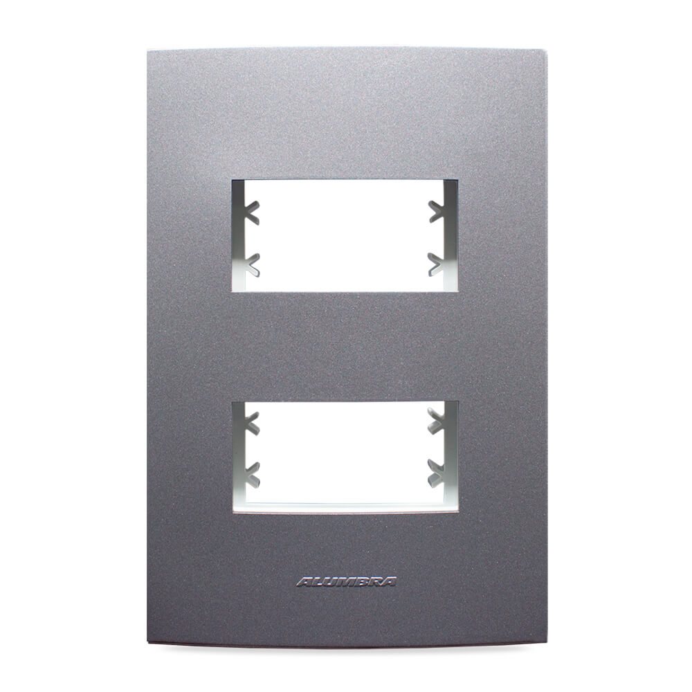 INOVA PRO CLASS PLACA 4X2 C/ SUPORTE 02 MÓDULOS DISTANCIADOS GRAFITE