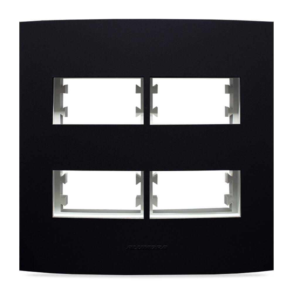 INOVA PRO CLASS PLACA 4X4 C/ SUPORTE 04 MÓDULOS DISTANCIADOS PRETO ÉBANO