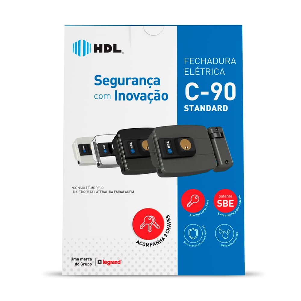 HDL FECHADURA C90 DUPLA CINZA