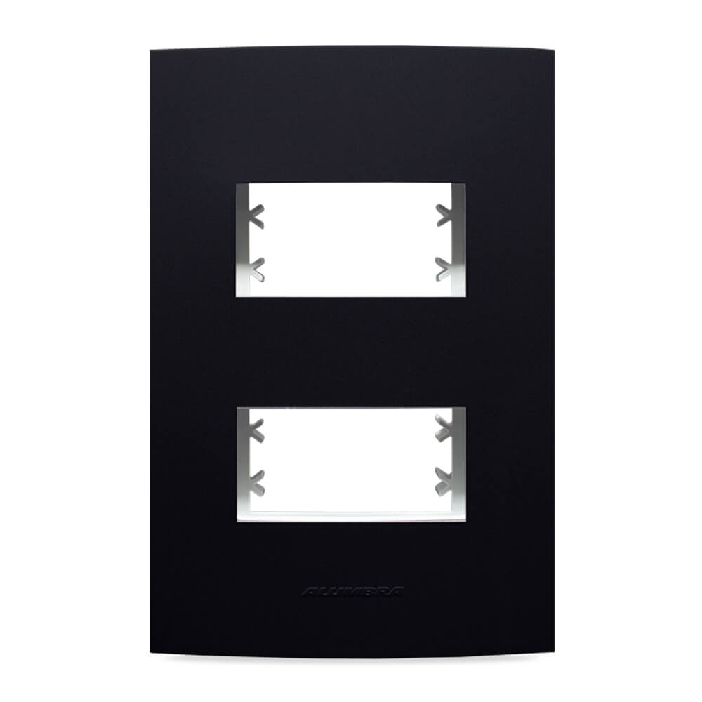 INOVA PRO CLASS PLACA 4X2 C/ SUPORTE 02 MÓDULOS DISTANCIADOS PRETO ÉBANO