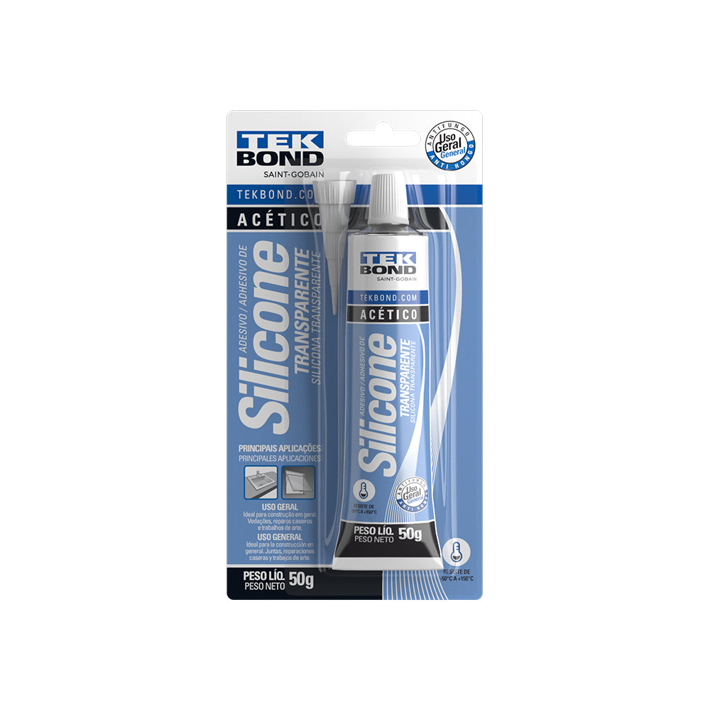 ADESIVO DE SILICONE ACÉTICO 50G TRANSPARENTE BLISTER