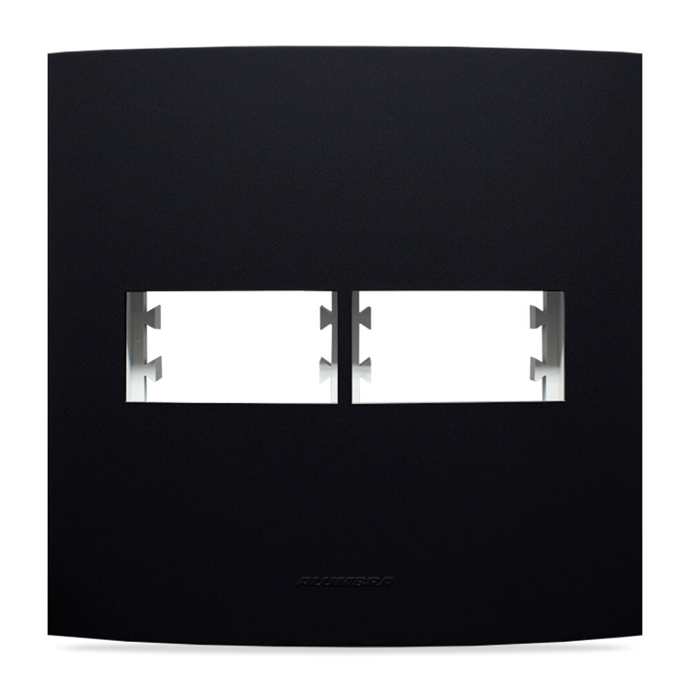 INOVA PRO CLASS PLACA 4X4 C/ SUPORTE 02 MÓDULOS PRETO ÉBANO