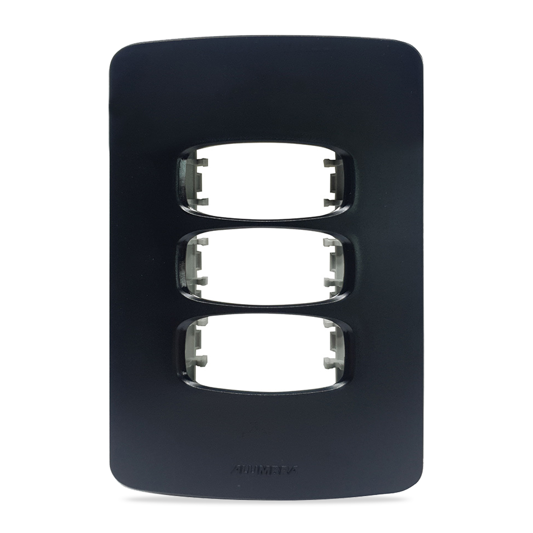 ALUMBRA GRACIA MAXX BLACK PLACA C/ SUPORTE 4X2 - 3 MÓDULOS