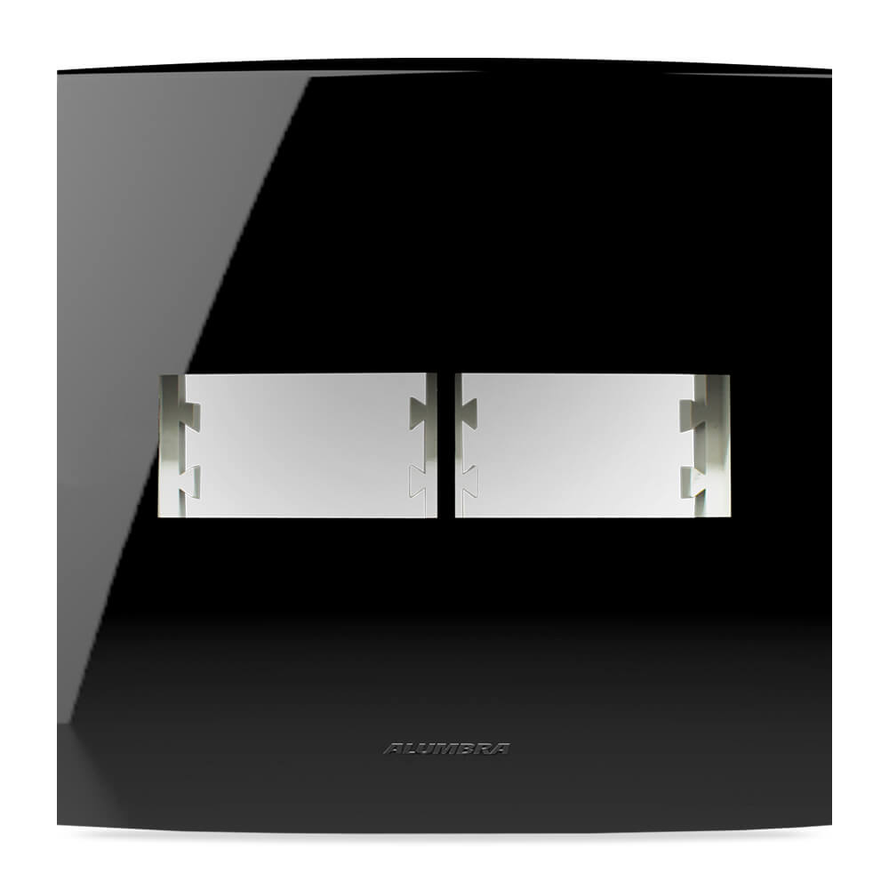 INOVA PRO CLASS PLACA 4X4 C/ SUPORTE 02 MÓDULOS BLACK PIANO