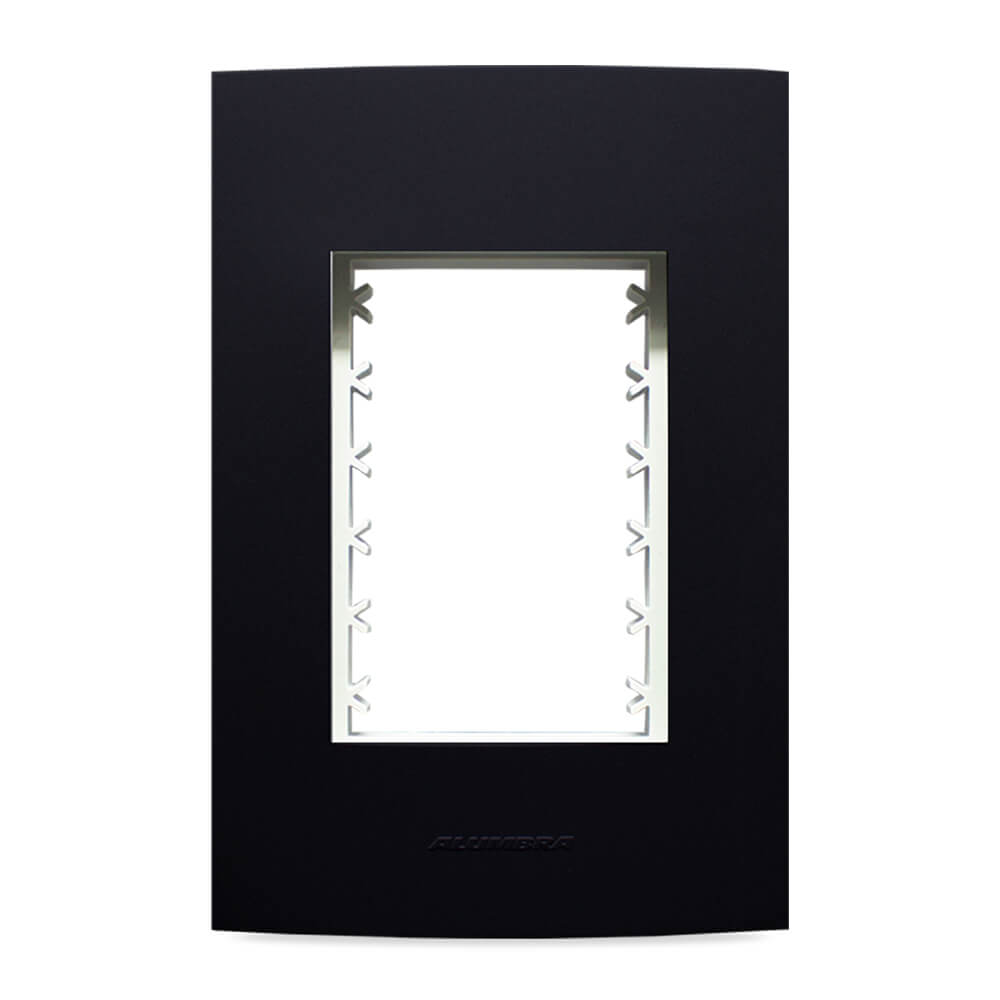 INOVA PRO CLASS PLACA 4X2 C/ SUPORTE 03 MÓDULOS PRETO ÉBANO