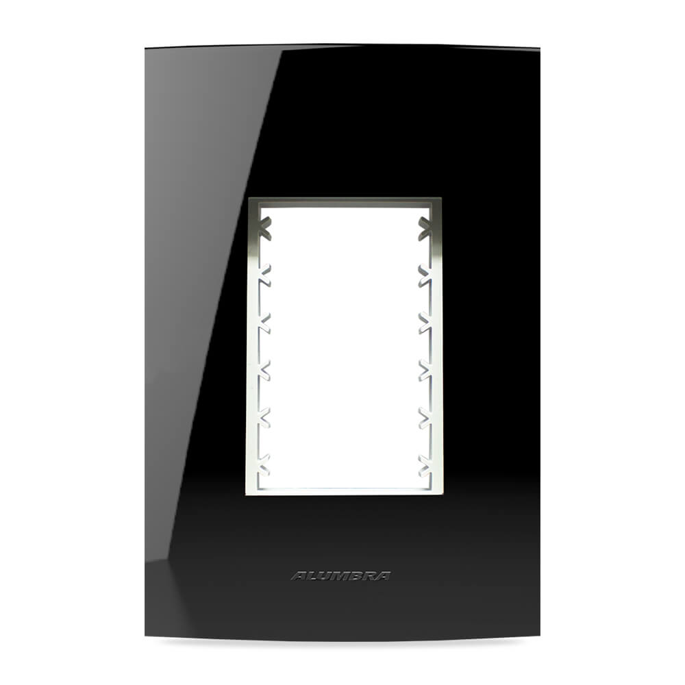 INOVA PRO CLASS PLACA 4X2 C/ SUPORTE 03 MÓDULOS BLACK PIANO