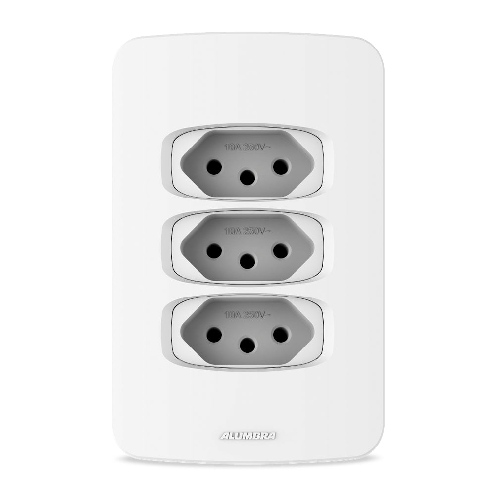 ALUMBRA GRACIA CJ. PLACA 4x2 + 3 TOM. 2P+T 10A BR