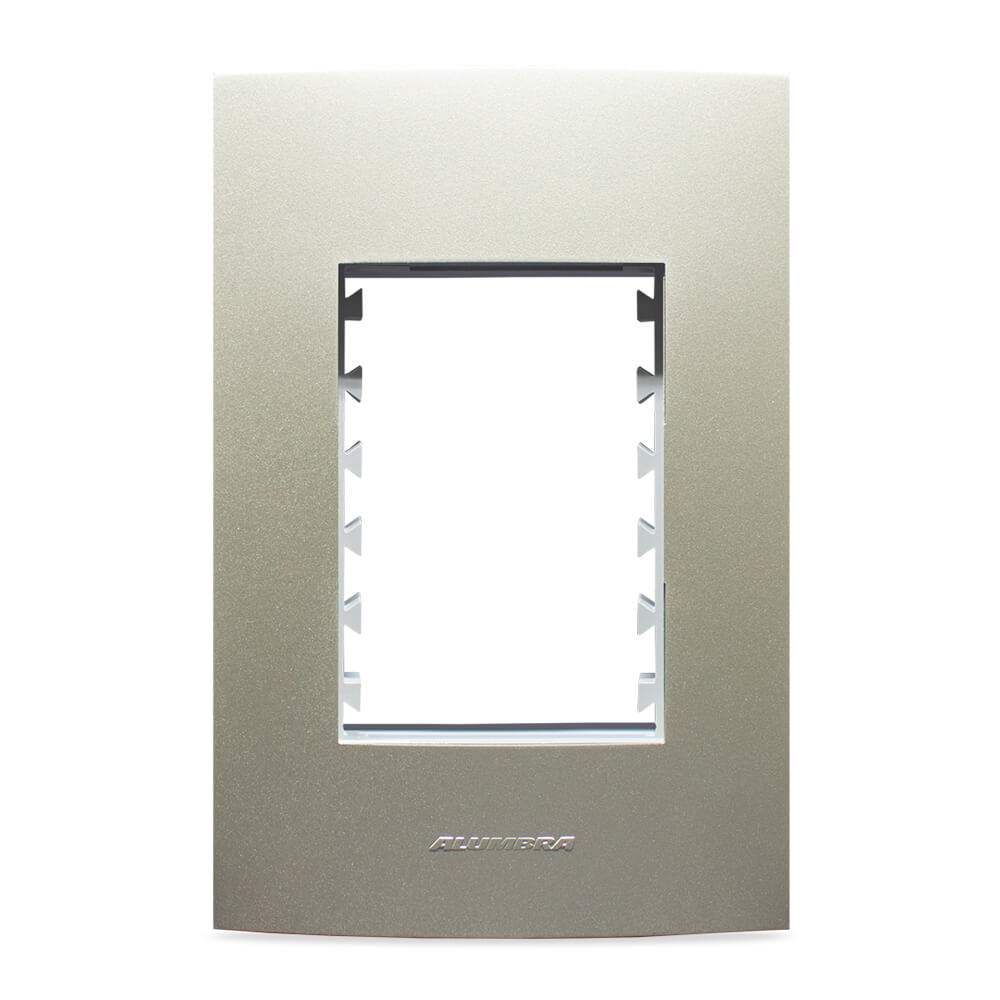 INOVA PRO CLASS PLACA 4X2 C/ SUPORTE 03 MÓDULOS CHAMPAGNE