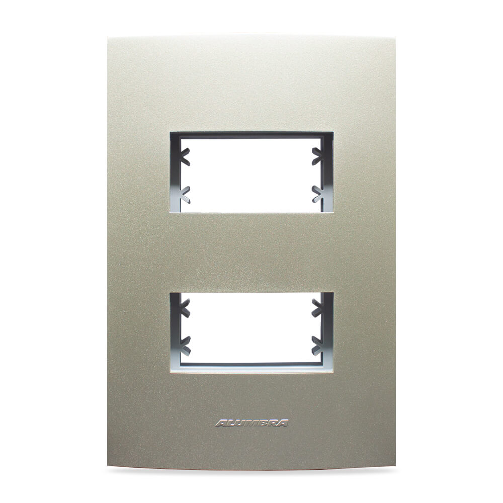 INOVA PRO CLASS PLACA 4X2 C/ SUPORTE 02 MÓDULOS DISTANCIADOS CHAMPAGNE