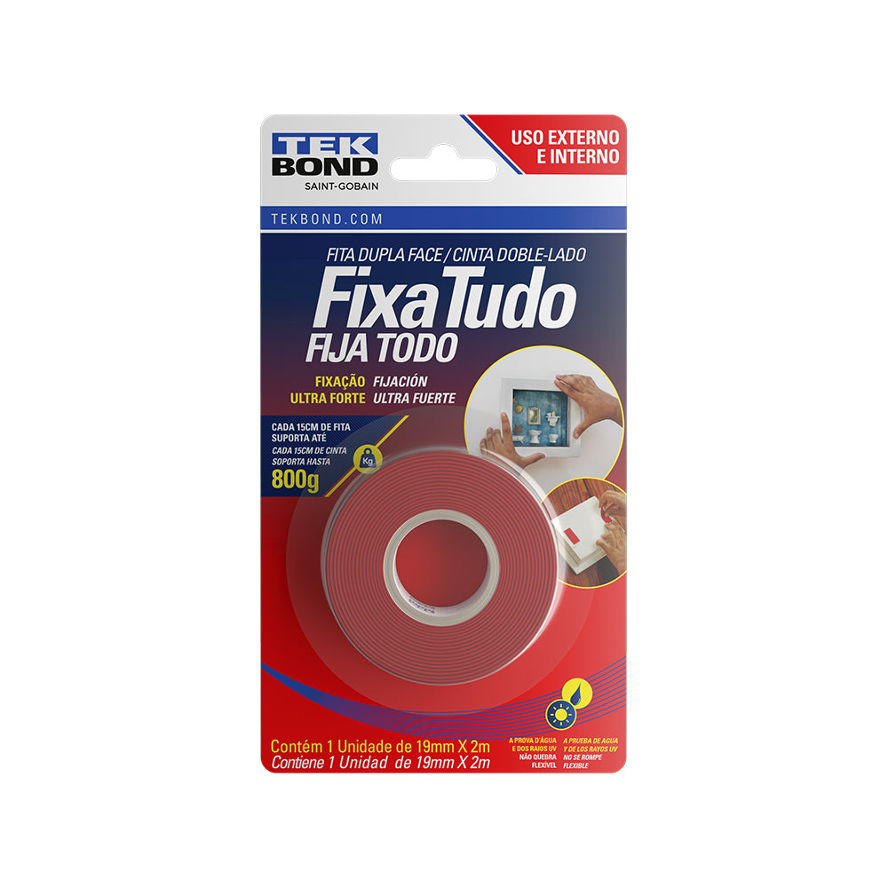 FITA DUPLA FACE EXTERNA/INTERNA 19MMX2M BLISTER 300G