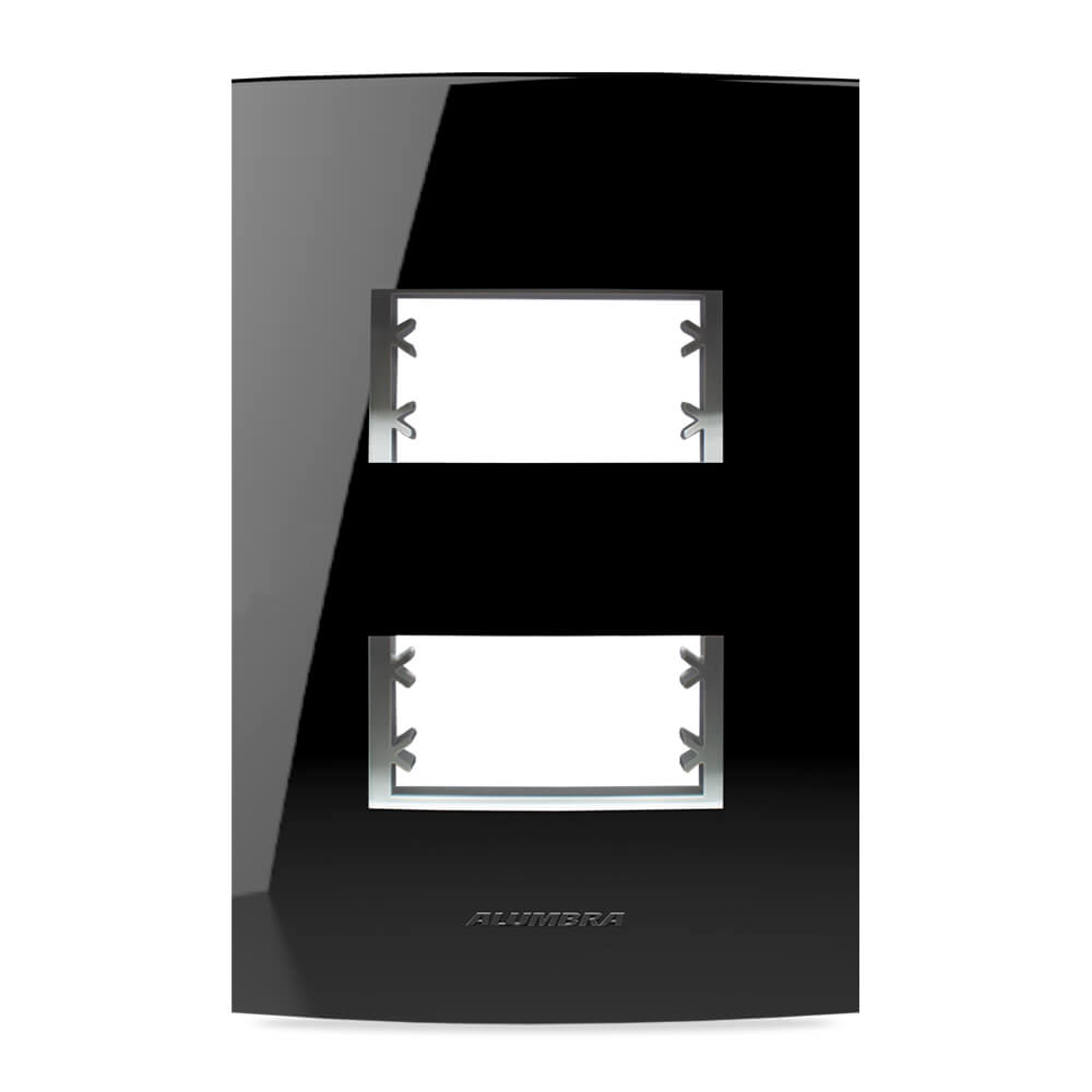 INOVA PRO CLASS PLACA 4X2 C/ SUPORTE 02 MÓDULOS DISTANCIADOS BLACK PIANO