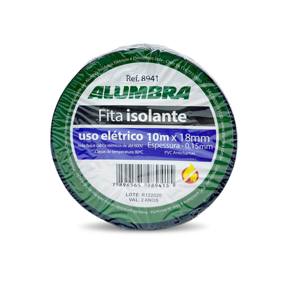 ALUMBRA FITA ISOLANTE ANTI CHAMA 19mm x 0,15mm - 10 metros  ELÉTRICO PCT C/ 10 UNID.